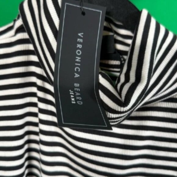 NWT Veronica Beard Cedar Turtleneck with Puffed shoulder Black White Size 3XL - Picture 4 of 7